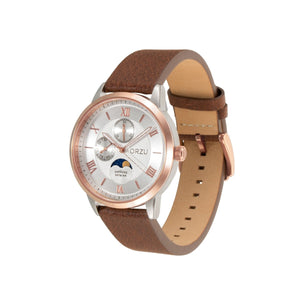 Orzu Watches - Pearl White Multifunction - Interchangeable Leather Strap