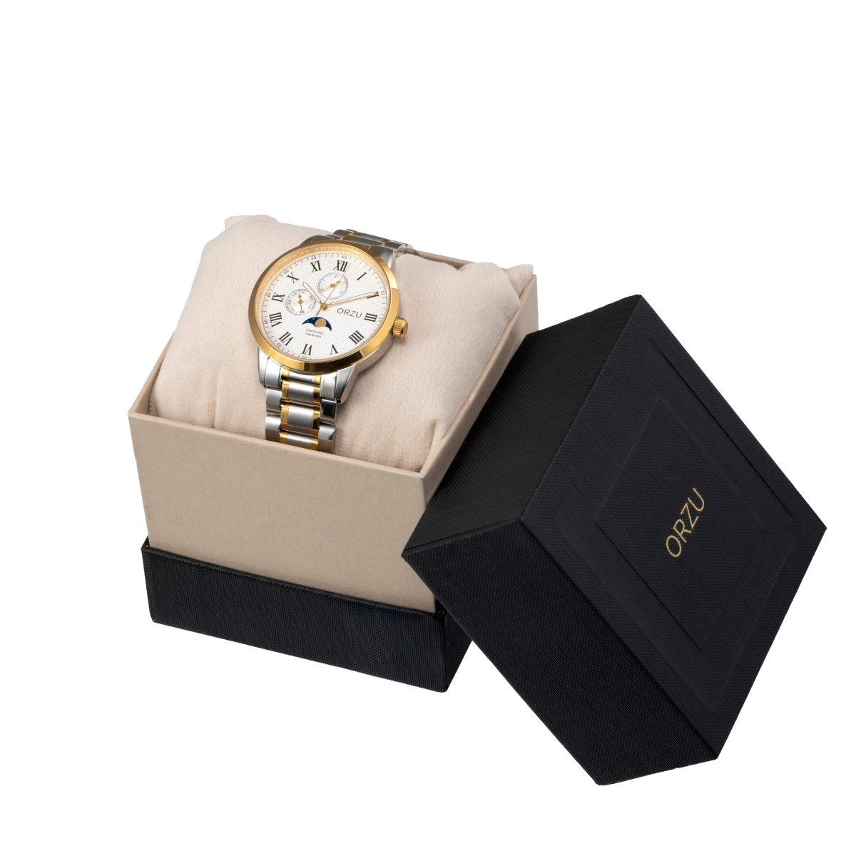 Orzu Watches - Pearl White Multifunction - Solid Stainless Steel