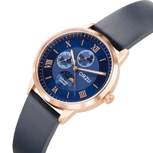 Orzu Watches - Prussian Blue Multifunction - Interchangeable Leather Strap