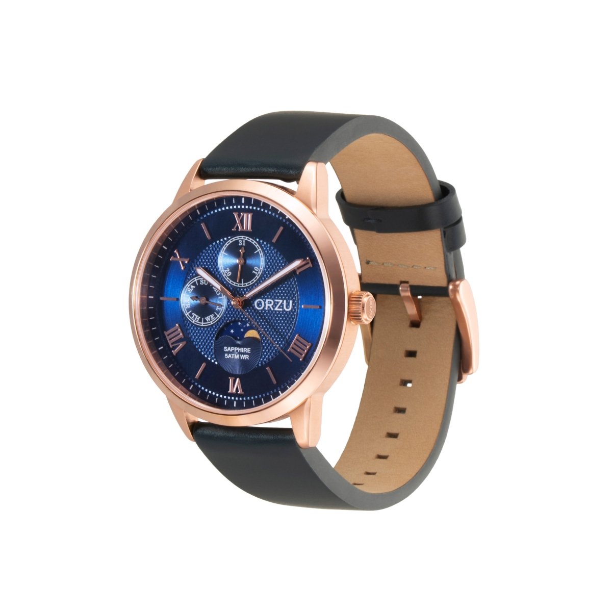 Orzu Watches - Prussian Blue Multifunction - Interchangeable Leather Strap