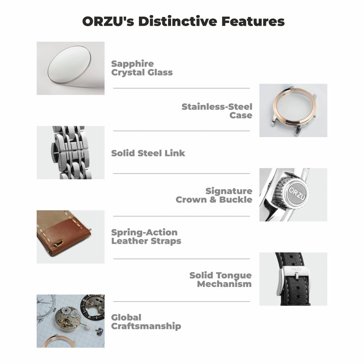Orzu Watches - Rose Gold Case With Blue Dial Solid Watch