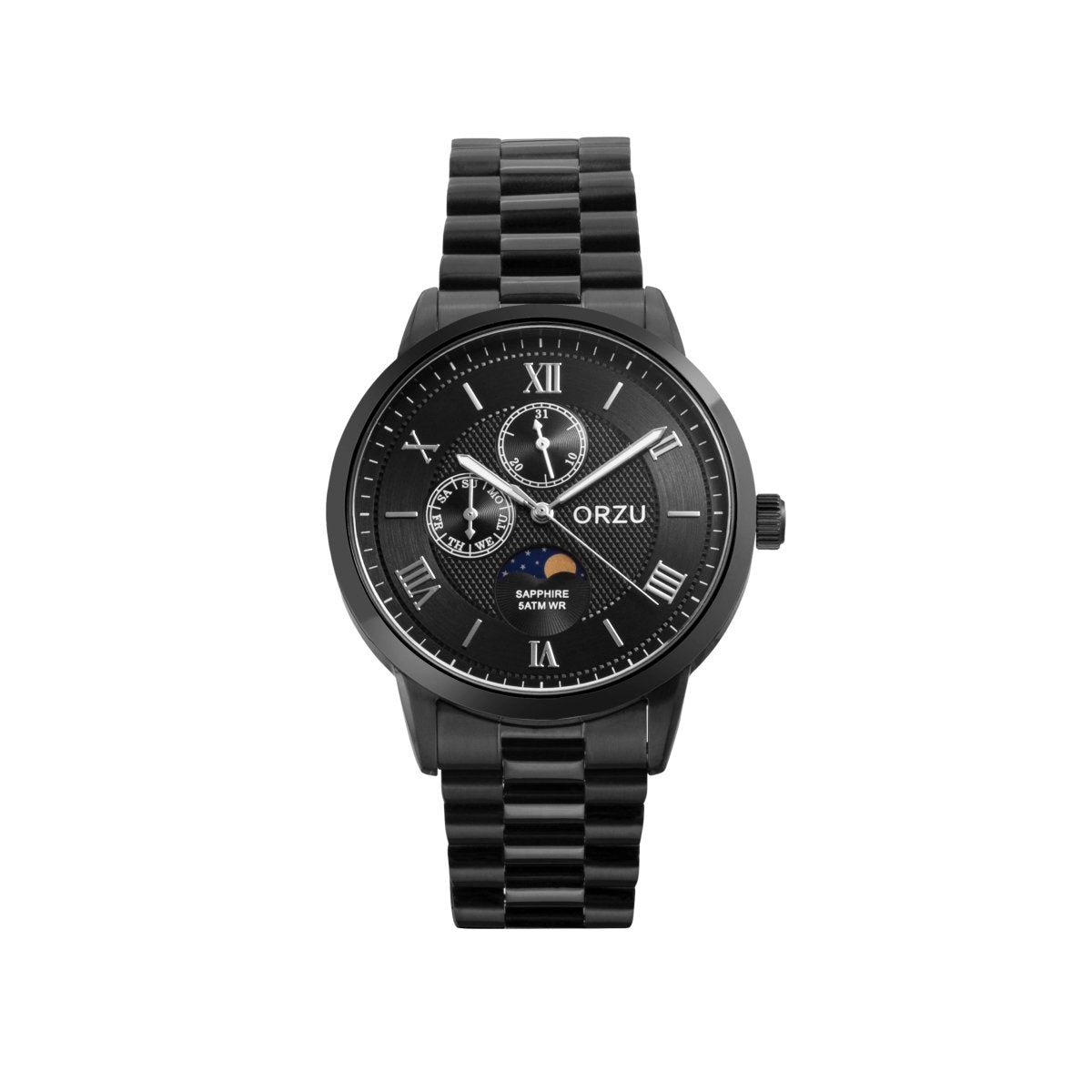 Orzu Watches - Sable Black Multifunction - Solid Stainless Steel